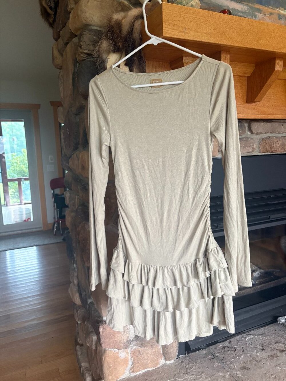 Free People Dress, Size Medium, Good Feels Ruffle Long-Sleeve Mini